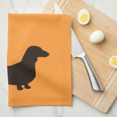 Dachshund Silhouette Short Hazard Wiener Dog Cute Theedoek (Quarter Fold)