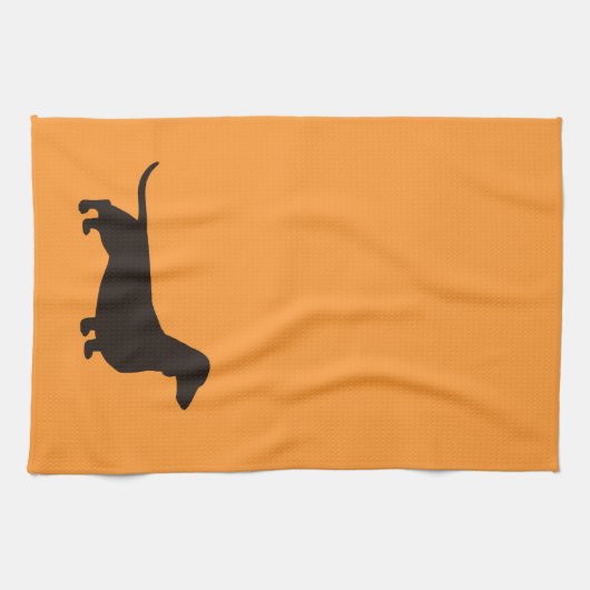 Dachshund Silhouette Short Hazard Wiener Dog Cute Theedoek (Horizontaal)