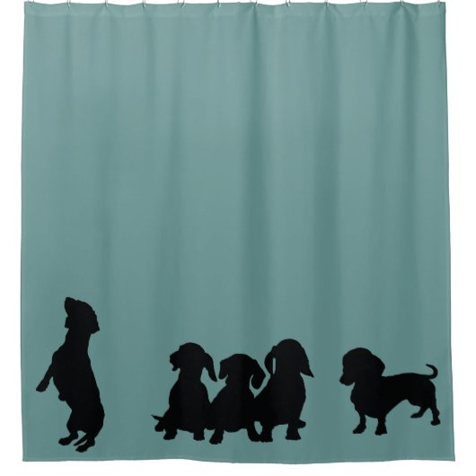 Dachshund Silhouette Shower Curtain Douchegordijn (Voorkant)