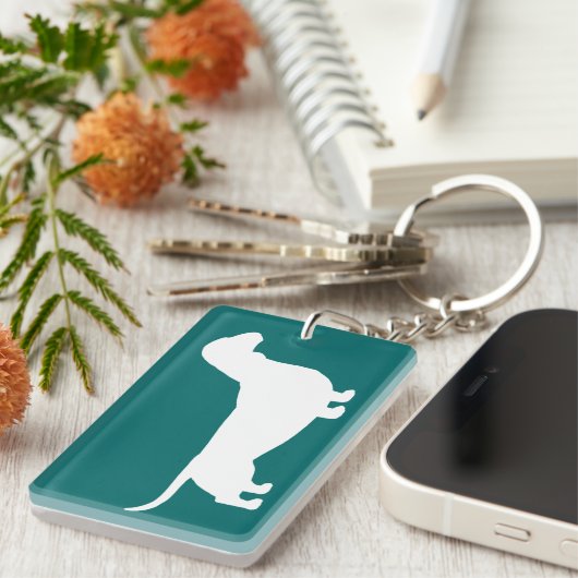 Dachshund Silhouette Sleutelhanger (Voorkant Rechts)