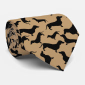 Dachshund Silhouette Stropdas (Opgerold)