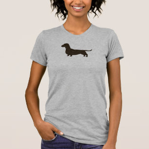 Dachshund Silhouette   Vloeiende gepaarde wiener D T-shirt