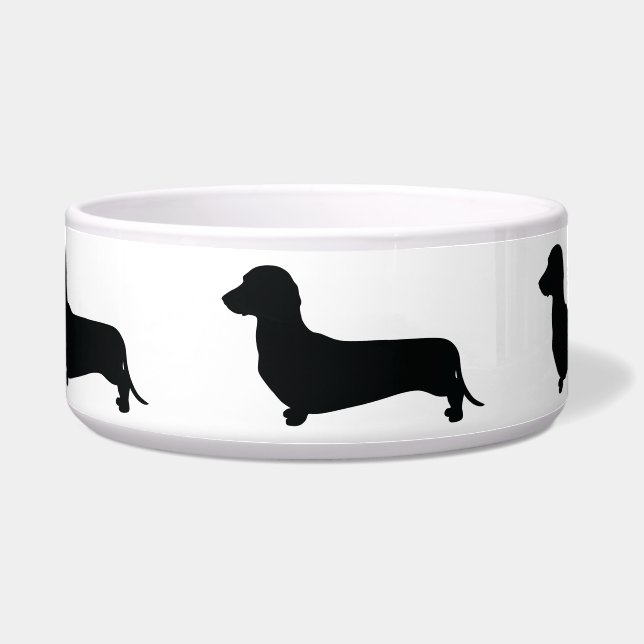 Dachshund Silhouette Voerbakje (Voorkant)