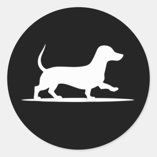 Dachshund Silhouette -  wandelhond Ronde Sticker (Voorkant)