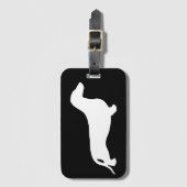 Dachshund silhouette white + jouw ideeën bagagelabel (Voorkant (verticaal))