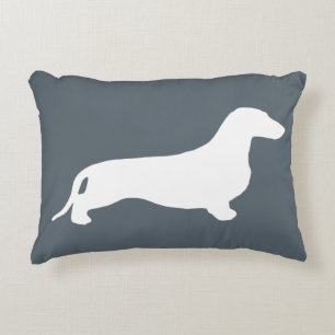 Dachshund silhouette white + jouw ideeën decoratief kussen