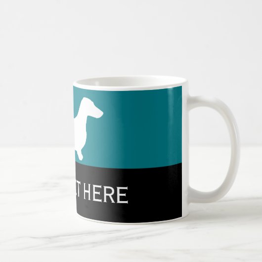 Dachshund silhouette white + jouw ideeën koffiemok (Rechts)