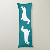 Dachshund silhouette white + jouw ideeën lichaamskussen (Achterkant (Verticaal))