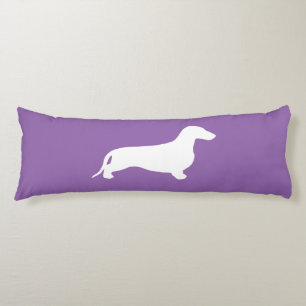 Dachshund silhouette white + jouw ideeën lichaamskussen