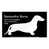 Dachshund silhouette white + jouw ideeën magnetisch visitekaartje (Voorkant)