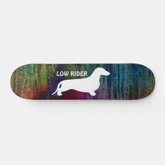 Dachshund silhouette white + jouw ideeën skateboard (Horizontaal)