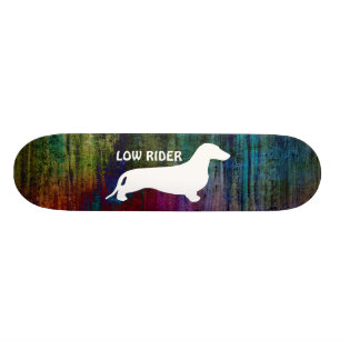 Dachshund silhouette white + jouw ideeën skateboard