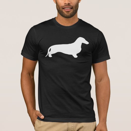 Dachshund silhouette white + jouw ideeën t-shirt (Voorkant)
