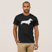 Dachshund silhouette white + jouw ideeën t-shirt (Voorkant volledig)
