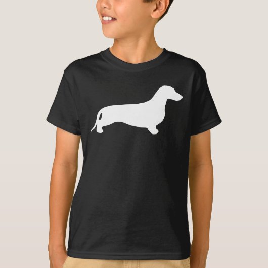 Dachshund silhouette white + jouw ideeën t-shirt (Voorkant)