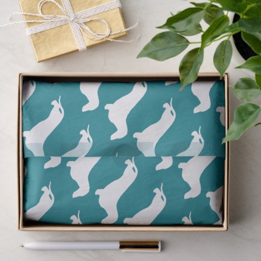 Dachshund silhouette white + jouw ideeën tissuepapier (Geschenk)
