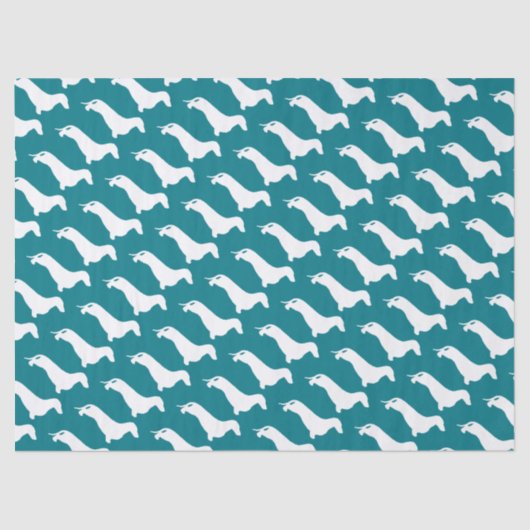 Dachshund silhouette white + jouw ideeën tissuepapier (Voorkant)