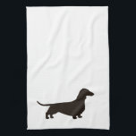 Dachshund Silhouette Wiener Dog Doxie Dachsie Theedoek<br><div class="desc">Shorthaired Dachshund Silhouette Kitchen Towel. Een decoratieve keukenhanddoek voor hondenliefhebbers. Deze schattige handdoek kan over een keukenkast gevouwen worden om je bewondering voor weeniehonden te tonen. Een leuk cadeau voor standaard- en miniatuurliefhebbers van Dachshund. Bezoek de Doodle World van Jenn voor nog meer Doxie-design en huisdeken en cadeaus van het...</div>