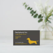 Dachshund Silhouette | Wiener Dog Gray en Geel Visitekaartje (Staand voorkant)
