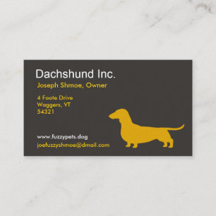 Dachshund Silhouette Wiener Dog Gray en Geel Visitekaartje