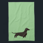 Dachshund Silhouette Wiener Dog Weenie Dog Theedoek<br><div class="desc">Shorthaired Dachshund Silhouette Kitchen Towel. Een decoratieve keukenhanddoek voor hondenliefhebbers. Deze schattige handdoek kan over een keukenkast gevouwen worden om je bewondering voor weeniehonden te tonen. Een leuk cadeau voor standaard- en miniatuurliefhebbers van Dachshund. Bezoek de Doodle World van Jenn voor nog meer Doxie-design en huisdeken en cadeaus van het...</div>