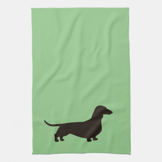 Dachshund Silhouette Wiener Dog Weenie Dog Theedoek (Verticaal)