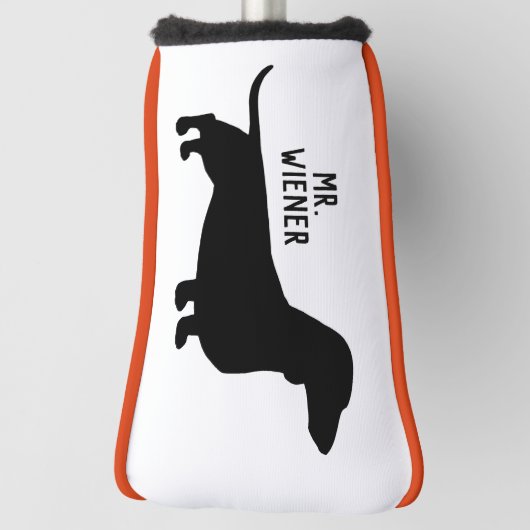 Dachshund Silhouette Wiener Hond gepersonaliseerd Golfheadcover (Draai 90)