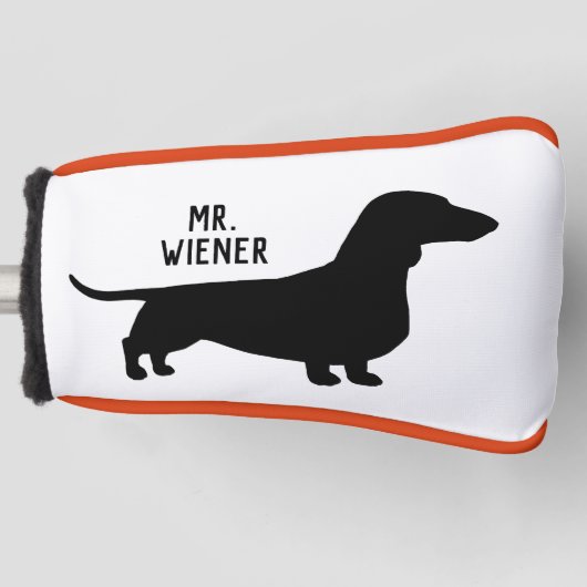 Dachshund Silhouette Wiener Hond gepersonaliseerd Golfheadcover (Voorkant)