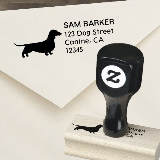 Dachshund Silhouette Wiener Hond Retouradres Rubberstempel