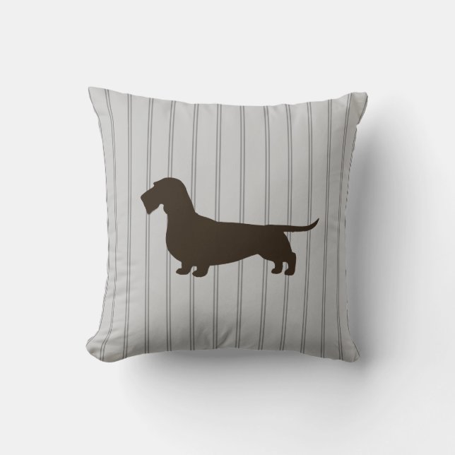 Dachshund Silhouette (Wire Haire Doxie) Kussen (Voorkant)