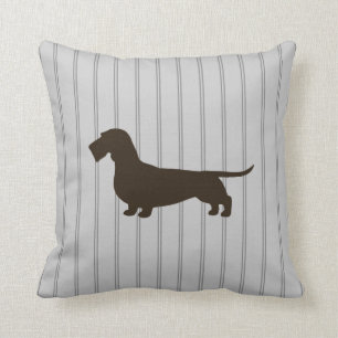 Dachshund Silhouette (Wire Haire Doxie) Kussen