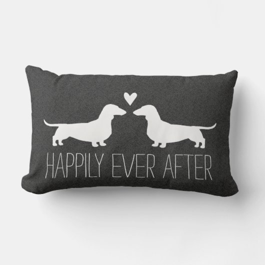Dachshund Silhouetten met Hart Schattige Hondenlie Kussen (Voorkant)