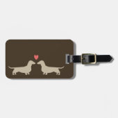 Dachshund Silhouetten met Hart | Wiener Honden Bagagelabel (Voorkant horizontaal)