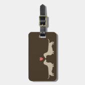 Dachshund Silhouetten met Hart | Wiener Honden Bagagelabel (Voorkant verticaal)