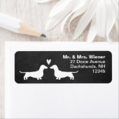 Dachshund Silhouetten met Hart Wiener Honden Etiket (Insitu)