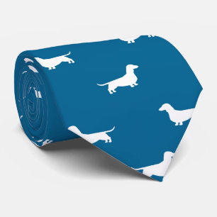 Dachshund Silhouetten Patroon Wiener Honden Blauw Stropdas