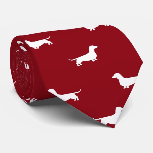 Dachshund Silhouetten Patroon Wiener Honden Weenie Stropdas (Opgerold)