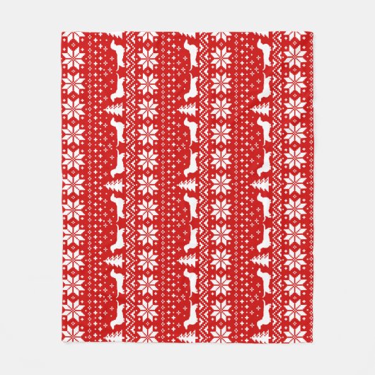 Dachshund Silhouettes | Kerst van de Wiener Dogs Fleece Deken (Voorkant)