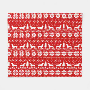 Dachshund Silhouettes Kerst van de Wiener Dogs Fleece Deken