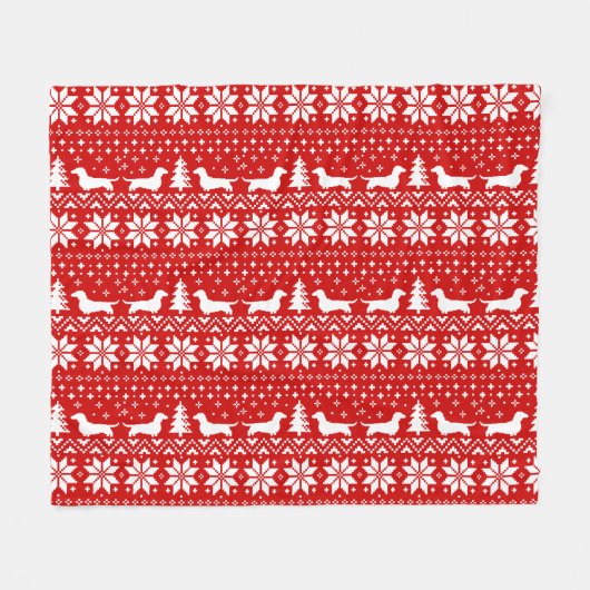 Dachshund Silhouettes | Kerst van de Wiener Dogs Fleece Deken (Voorkant (Horizontaal))