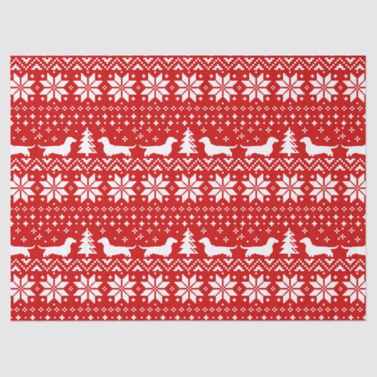 Dachshund Silhouettes-kerstfeestpatroon Tissuepapier (Voorkant)