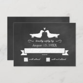 Dachshund Silhouettes (Long Haire) Wedding RSVP (Voorkant / Achterkant)