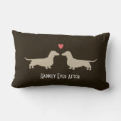 Dachshund Silhouettes met hartverwarmingstoestelle Kussen (Achterkant)