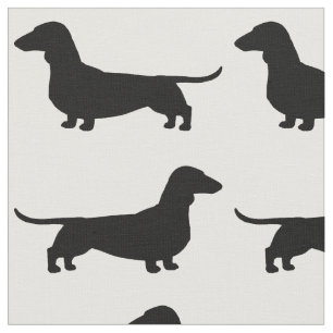 Dachshund Silhouettes Pattern Black and White Stof