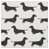 Dachshund Silhouettes Pattern Black and White Stof (Swatch)