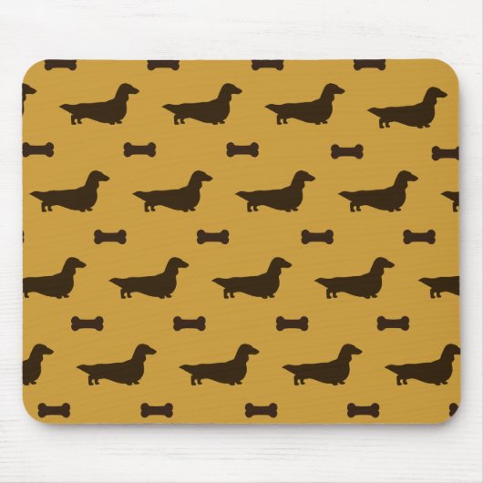 Dachshund Silhouettes Pattern (Long Hair Dachsies) Muismat (Voorkant)