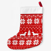 Dachshund Silhouettes Pattern Red en White Cute Kleine Kerstsok (Achterkant)
