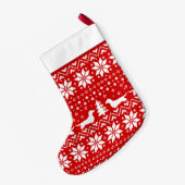 Dachshund Silhouettes Pattern Red en White Cute Kleine Kerstsok (Achterkant (Hangend))
