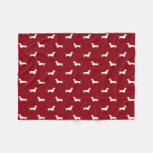 Dachshund Silhouettes Pattern Red en White Fleece Deken (Voorkant (Horizontaal))