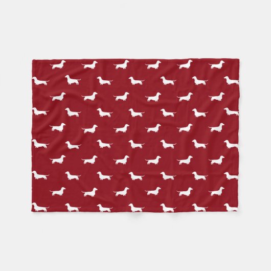 Dachshund Silhouettes Pattern Red en White Fleece Deken (Voorkant (Horizontaal))